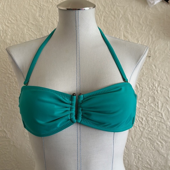 Dippin’ Daisy’s Bandeau Halter Bikini Swim Top Green Blue - Picture 2 of 8